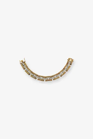 JENNIFER GIBSON JEWELLERY Womens Pre-Loved Jgj Tank Line Gold-Plated Metal and Cubic Zirconia Bracelet
