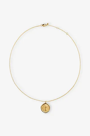 Monica Vinader Womens Initial T Stamp 18ct Yellow Vermeil Necklace