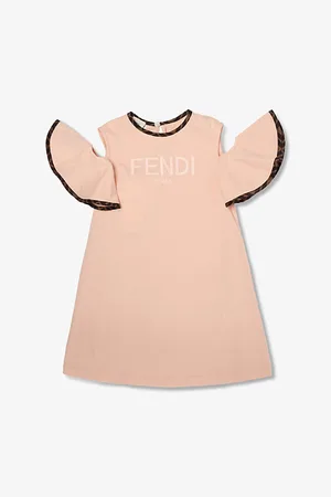 Fendi Embroidered-Logo Flared-Sleeve Cotton-Jersey Dress 4 - 12+ Years