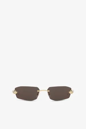 Cartier Womens ct0474S Panthère Rectangle-Frame Metal Sunglasses