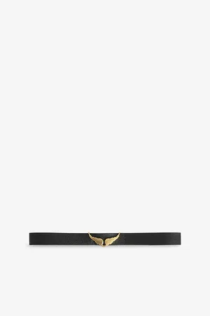 Zadig & Voltaire Womens Branded Wing-Buckle Leather Belt