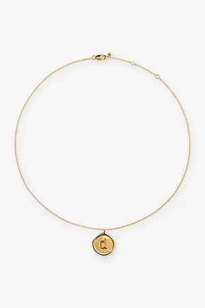 Monica Vinader Womens Initial D Stamp 18ct Yellow Vermeil Necklace