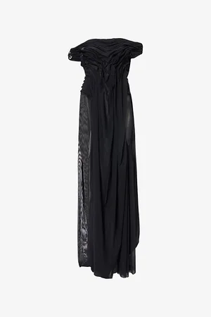 DI PETSA Womens Wetlook Off-Shoulder Stretch-Woven Maxi Dress