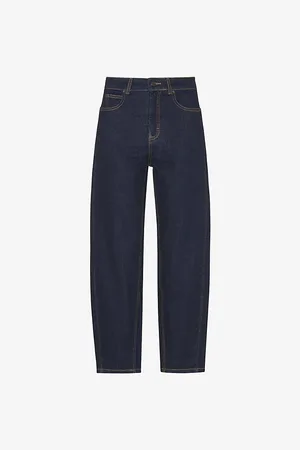 Whistles Womens Barrel-Leg High-Rise Stretch-Denim Jeans