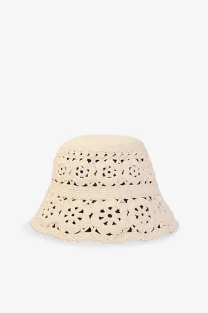 Maje Womens Crochet-Knit Cotton Bucket Hat