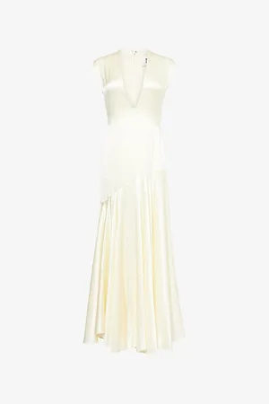 TOVE Womens Edan Deep V-Neck Silk Maxi Dress