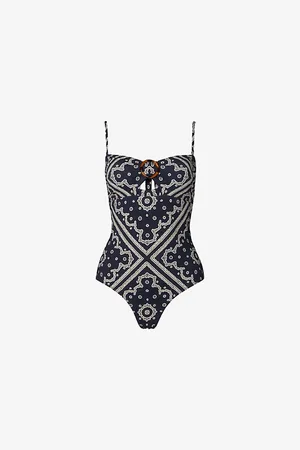 By Malina Womens Mandy Bamboo-Ring Bandeau Swimsuit