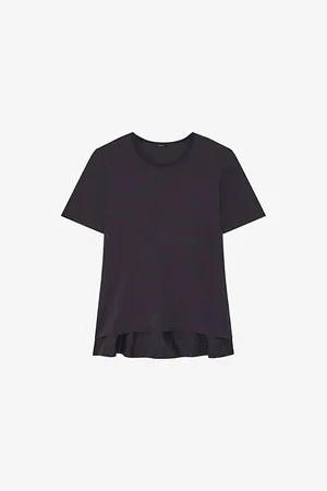 Joseph Womens Habotai Back-Panel Cotton and Silk-Blend T-Shirt