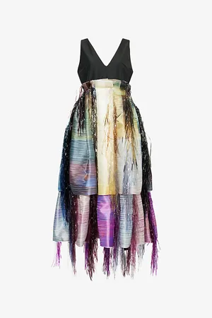 Roksanda Womens Hanae Striped Satin Maxi Dress