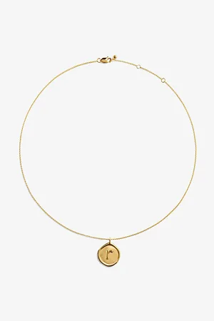 Monica Vinader Womens Initial R Stamp 18ct Yellow Vermeil Necklace