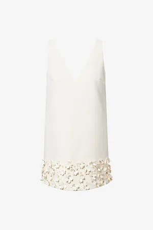Self-Portrait Womens Sequin Floral-Appliqué Woven Bridal Mini Dress