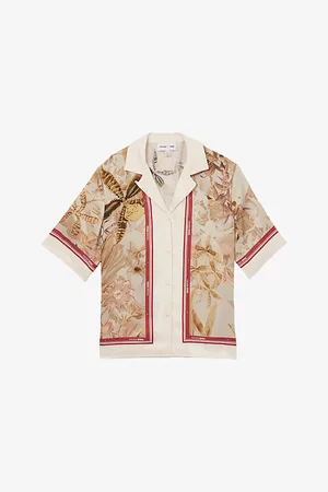 Reiss Womens Nybg Santana Floral Stripe-Print Satin Co-Ord Top