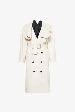 Bottega Veneta Womens Belted Double-Breasted Leather Coat