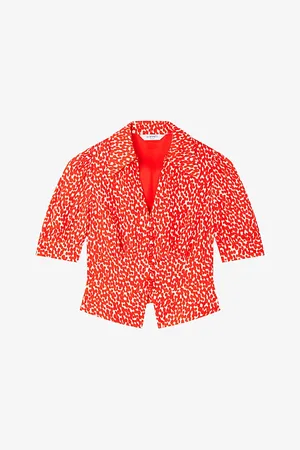 LK Bennett Womens Sophie Spot-Print Puff-Sleeve Woven Blouse