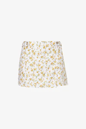 Reformation Womens Clover Floral-Print Linen Skort