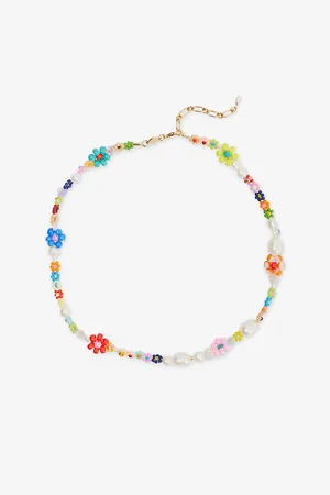 Anni Lu Womens Mexi Flower 18ct Yellow Gold-Plated Brass and Glass Necklace