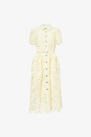 Self-Portrait Womens Lace Collared Woven Midi Dress