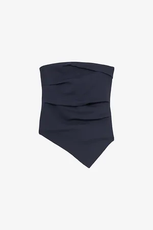 Reiss Womens Millie Ruched Stretch-Woven Bandeau Top