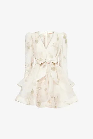 ZIMMERMANN Womens Balance Long-Sleeve Linen and Silk-Blend Mini Dress