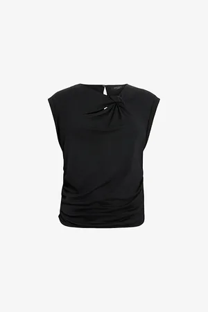 AllSaints Womens Robin Cut-Out Stretch-Jersey Top