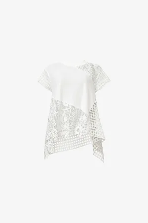 AllSaints Womens Zala Crochet-Panel Cotton Top