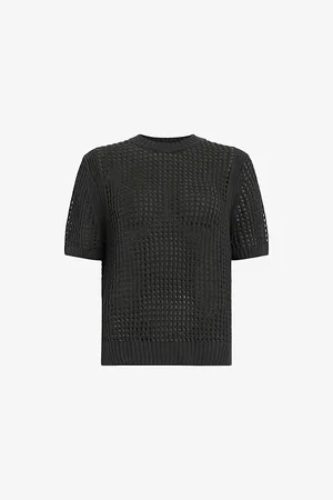 AllSaints Womens Paloma Relaxed-Fit Knitted T-Shirt