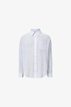AllSaints Mens Holme Long-Sleeved Cotton and Linen Shirt