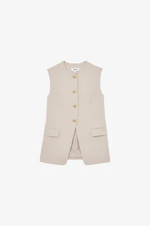 Reiss Womens Athena Longline Stretch-Woven Waistcoat