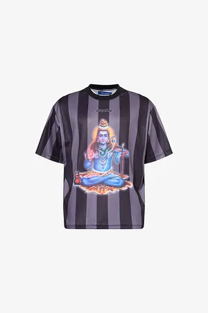 AWAKE NY Mens Soccer Striped Woven T-Shirt