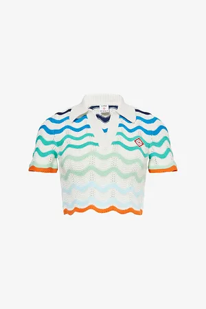 Casablanca Womens Gradient Crochet Cotton-Knit Top
