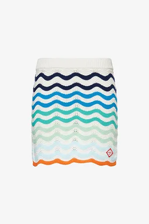 Casablanca Womens Wavy Crochet Cotton-Knit Mini Skirt