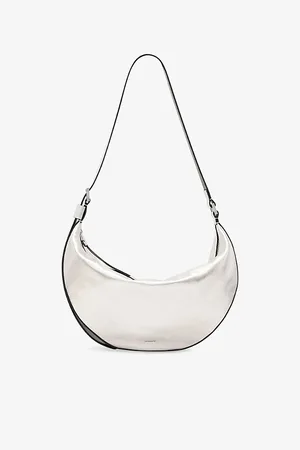 AllSaints Womens Half Moon Metallic Leather Shoulder Bag