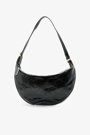 AllSaints Womens Half Moon Logo-Embossed Leather Shoulder Bag