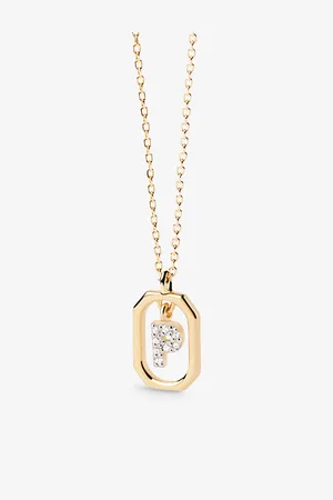 PDPAOLA Womens Letter P Mini 18ct Yellow- Plated Sterling-Silver and Zirconia Pendant Necklace