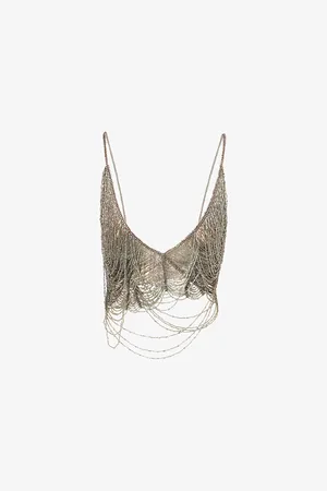 The Attico Womens Chandelier Sleeveless Mesh Crop Top
