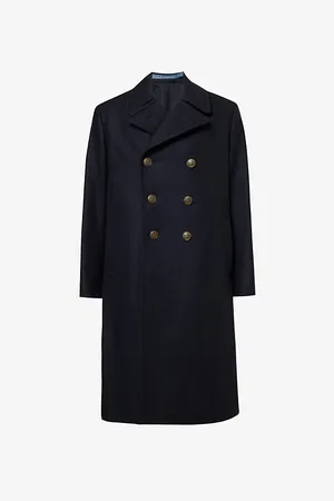 Ralph Lauren Mens Melton Double-Breasted Wool-Blend Coat