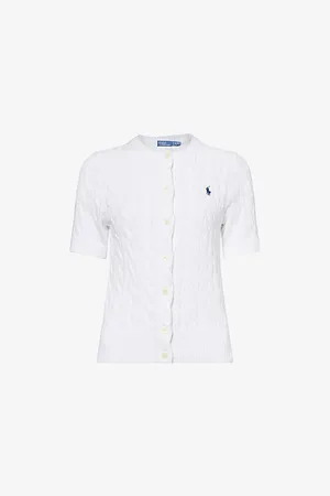 Ralph Lauren Womens Cable-Knit Short-Sleeves Cotton Cardigan