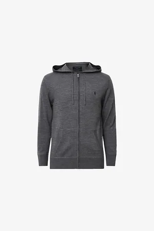 AllSaints Mens Mode Zipped Merino-Wool Hoody