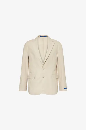 Ralph Lauren Mens Notched-Lapels Flap-Pockets Linen Suit Jacket