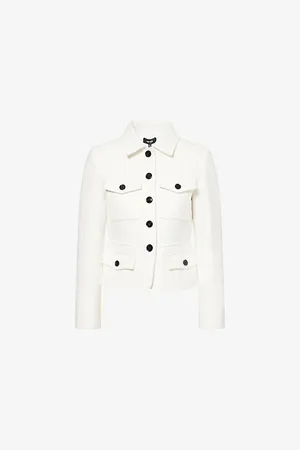 ME AND EM Womens Utility Patch-Pocket Tweed-Cotton Jacket