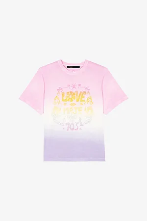 Maje Womens Branded-Print Tie-Dye Cotton-Jersey T-Shirt