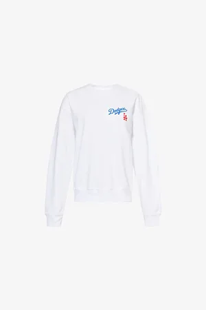 Sporty & Rich Womens Dodgers Serif Round-Neck Cotton-Jersey Sweatshirt