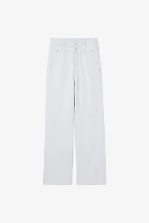 Claudie Pierlot Womens Double-Waistband Faded-Wash Denim Jeans