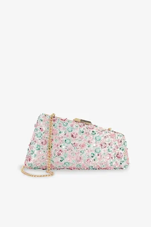 Dune Womens Balancing Asymmetric Beaded Clutch Bag