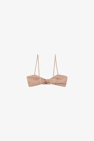 Claudie Pierlot Womens Striped Tie-Front Cotton and Linen Top