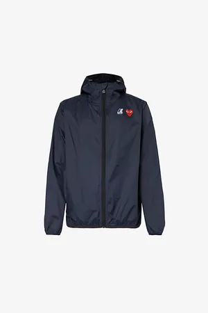 Comme des Garçons Mens Comme Des Garçons Play x K-Way Brand-Print Regular-Fit Shell Hooded Jacket