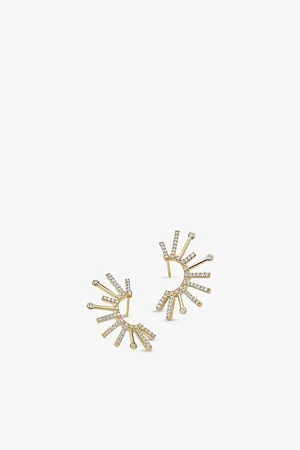ASTLEY CLARKE Womens Nova 14ct Yellow- and 0.58ct Lab-Diamond Twist Earrings