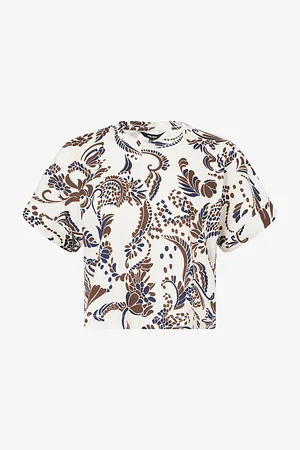 ME AND EM Womens Boxy-Fit Graphic-Pattern Cotton-Jersey Top