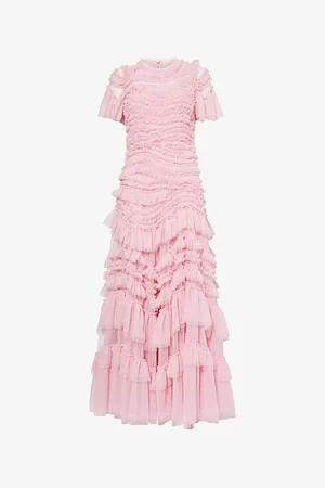 Needle & Thread Womens Wild Rose Short-Sleeves Woven Maxi Dress