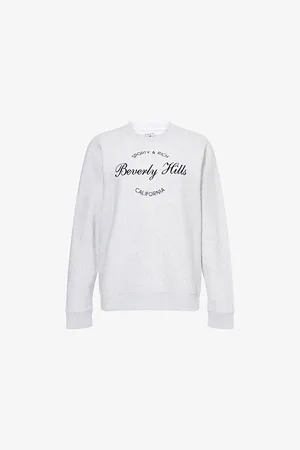 Sporty & Rich Womens Beverly Script Soft Round-Neck Cotton-Blend Sweatshirt